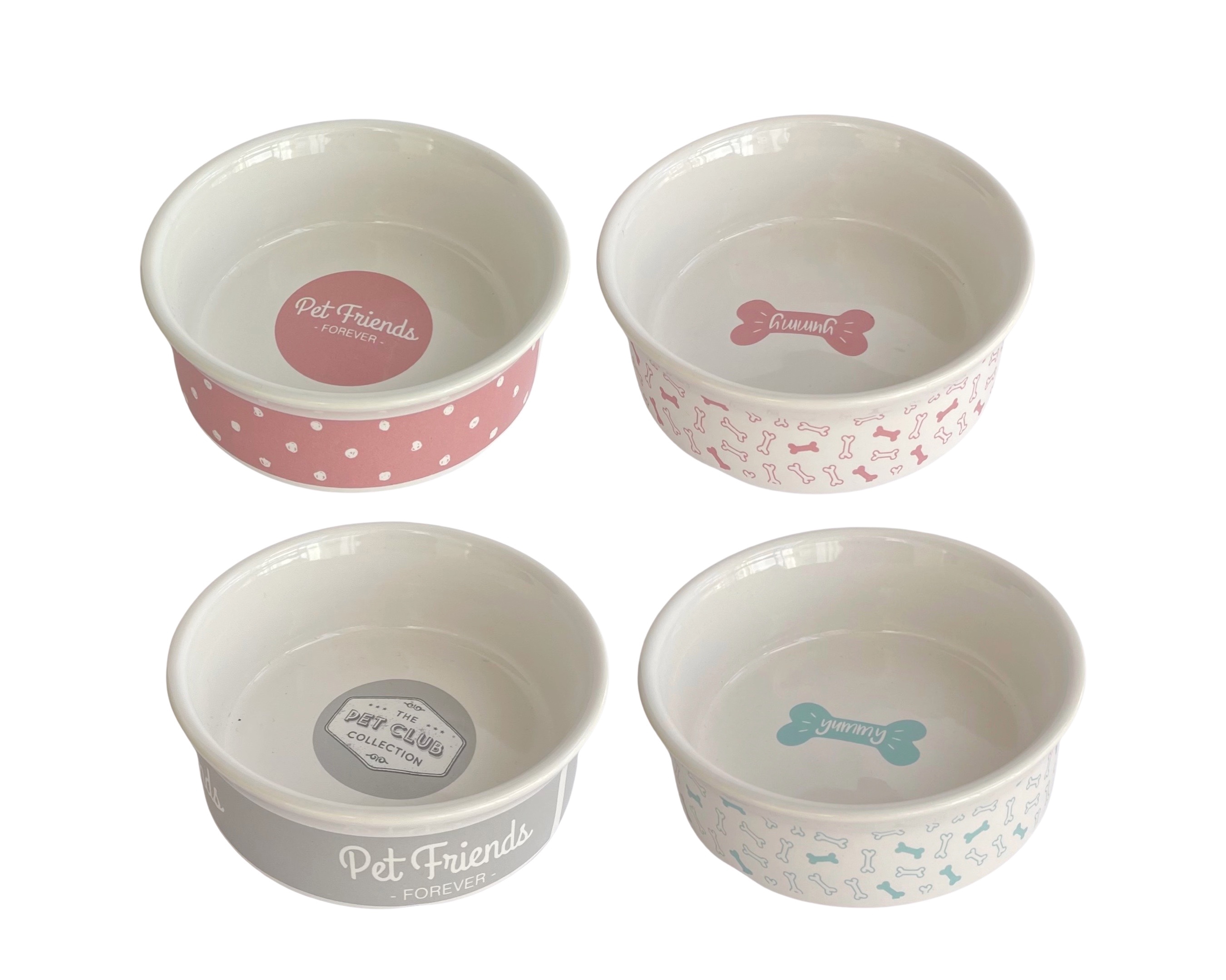 V637-PET35253-202508252035-00 bulk 24 Ceramic Pet Bowls 4 Designs 13x4cm - Image 1