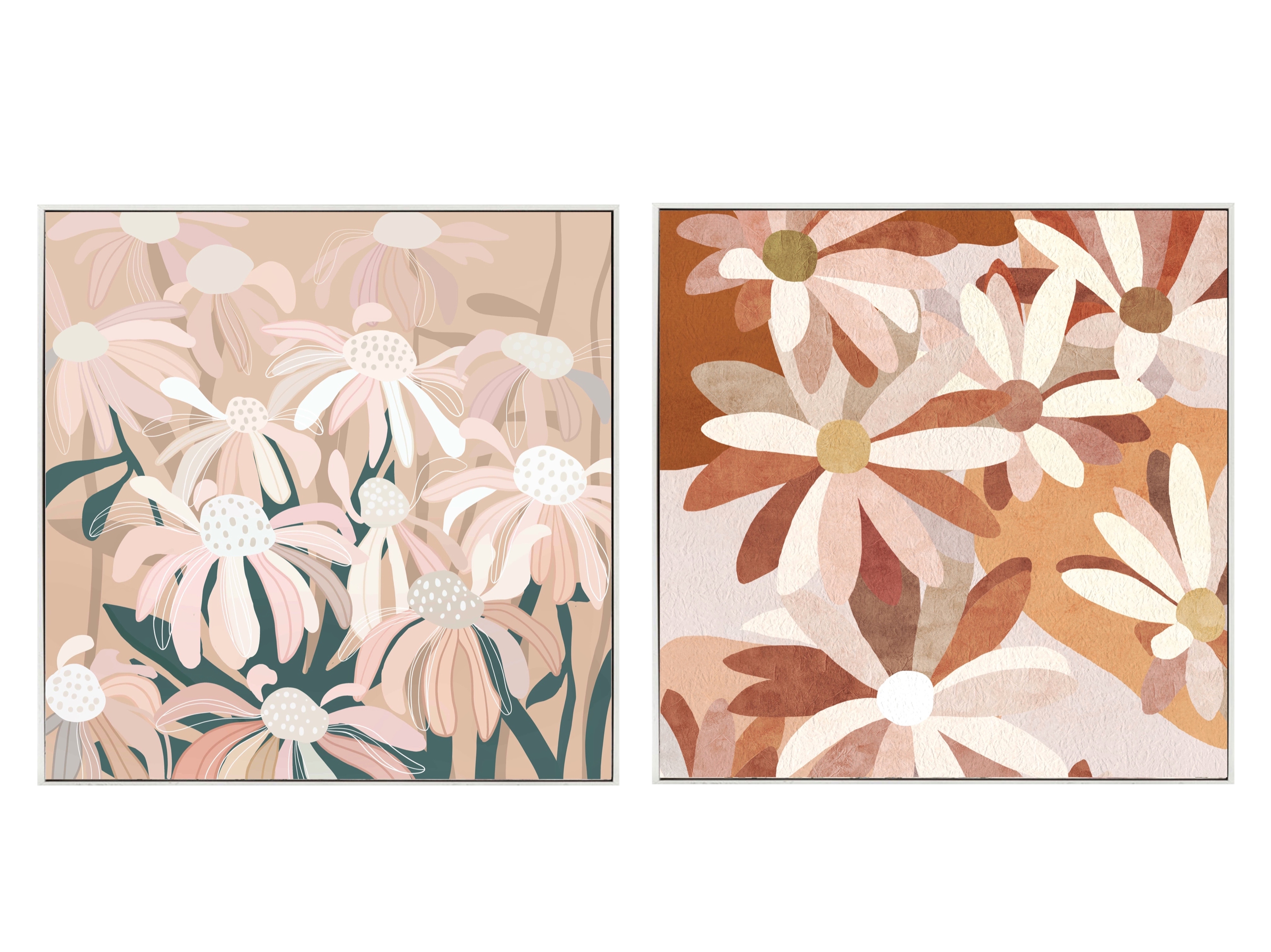 V637-PHO32663-202508252045-00 Set 2 Pink Flowers Wall Art Assort 60cm - Image 1