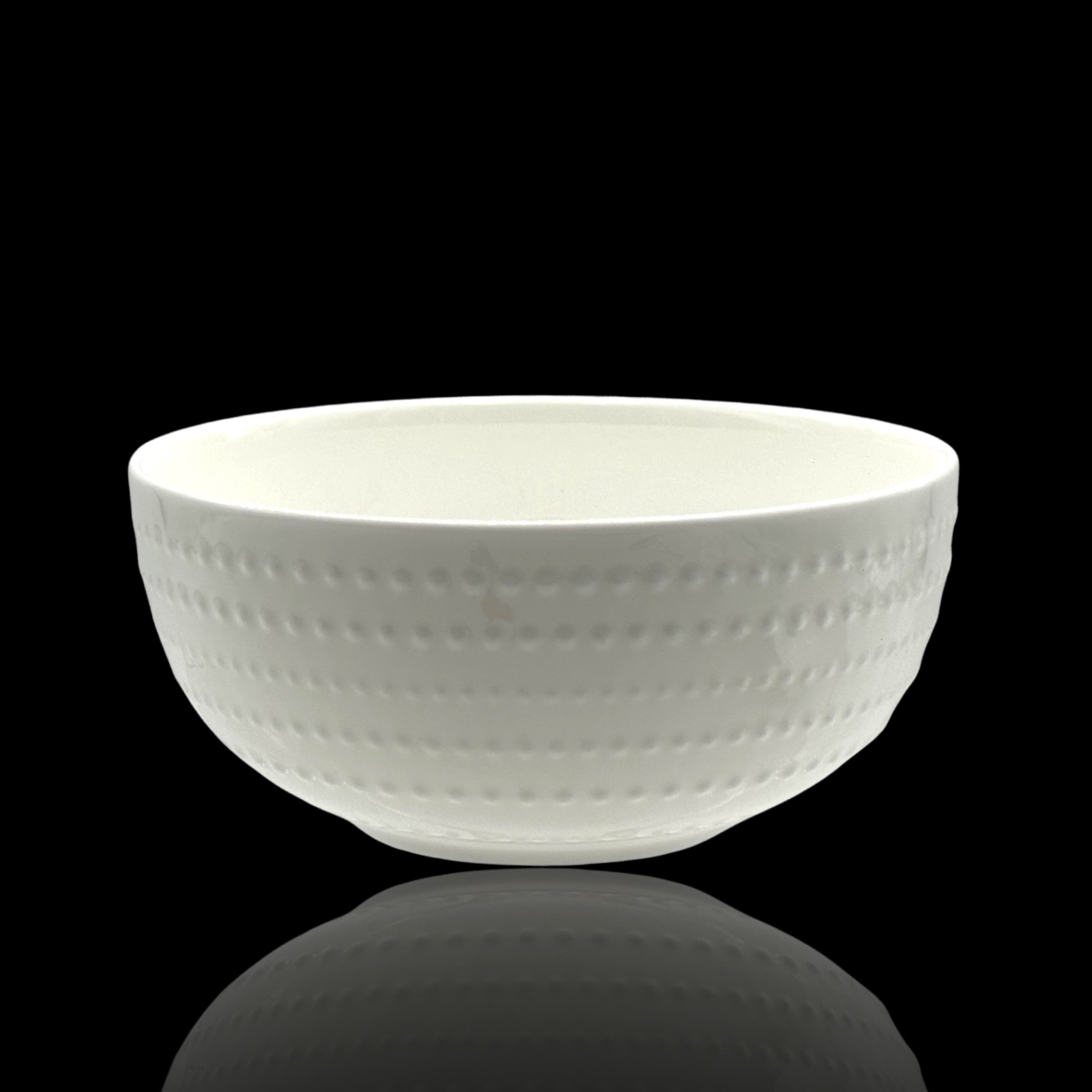 V637-TAB35263-202508260615-00 bulk 24 White Bone China Embossed Pearls Bowl 15x10cm - Image 1