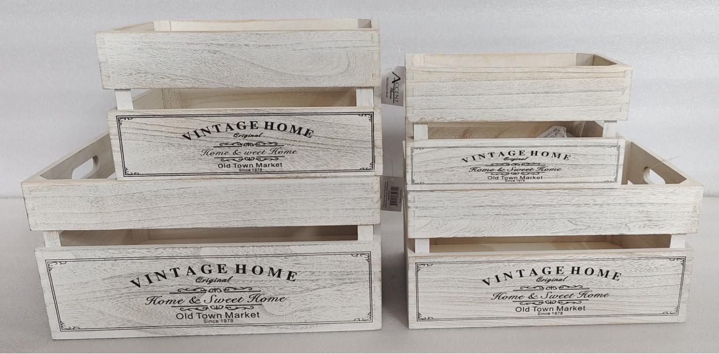 V637-WDB35970-202508260652-00 Set 4 Vintage Home Wood Crate White Wash 40x20cm - Image 1
