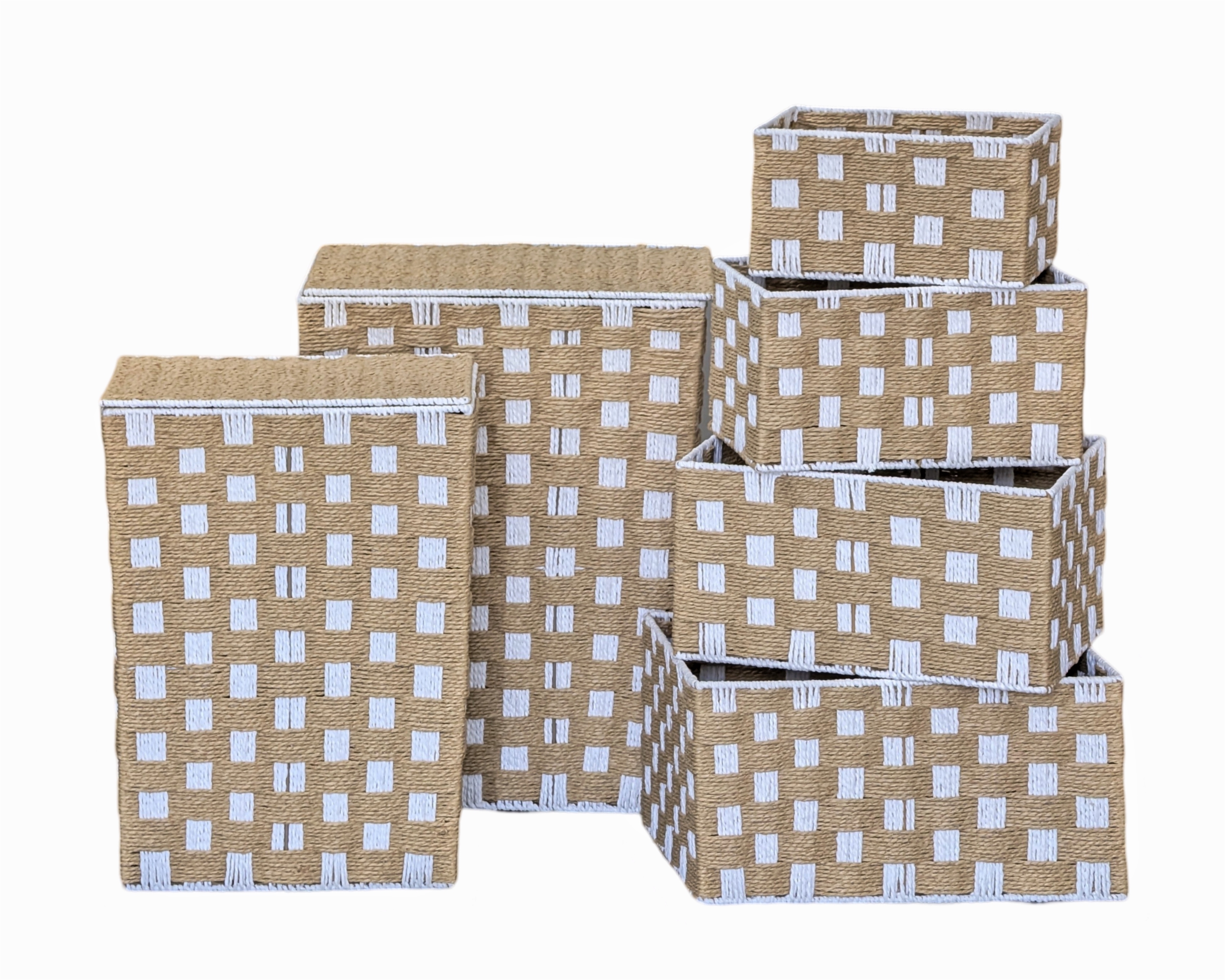 V637-WDB37329-202508260710-00 Set 6 Woven Paper Rope Laundry N Storage Basket 55cm - Image 1