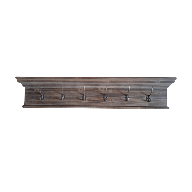 V637-WF-AHF220146-202508260507-00 Wall Mount Mantle Shelf w 6 Hooks 100cm - Image 1