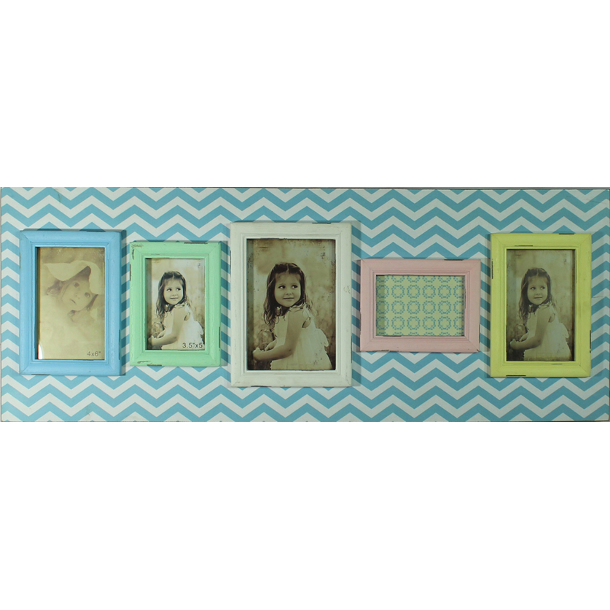 V637-WF-GA-0870-BLUE-202508260535-00 Rustic 5 Opening Photo Frame 80cm - Image 1