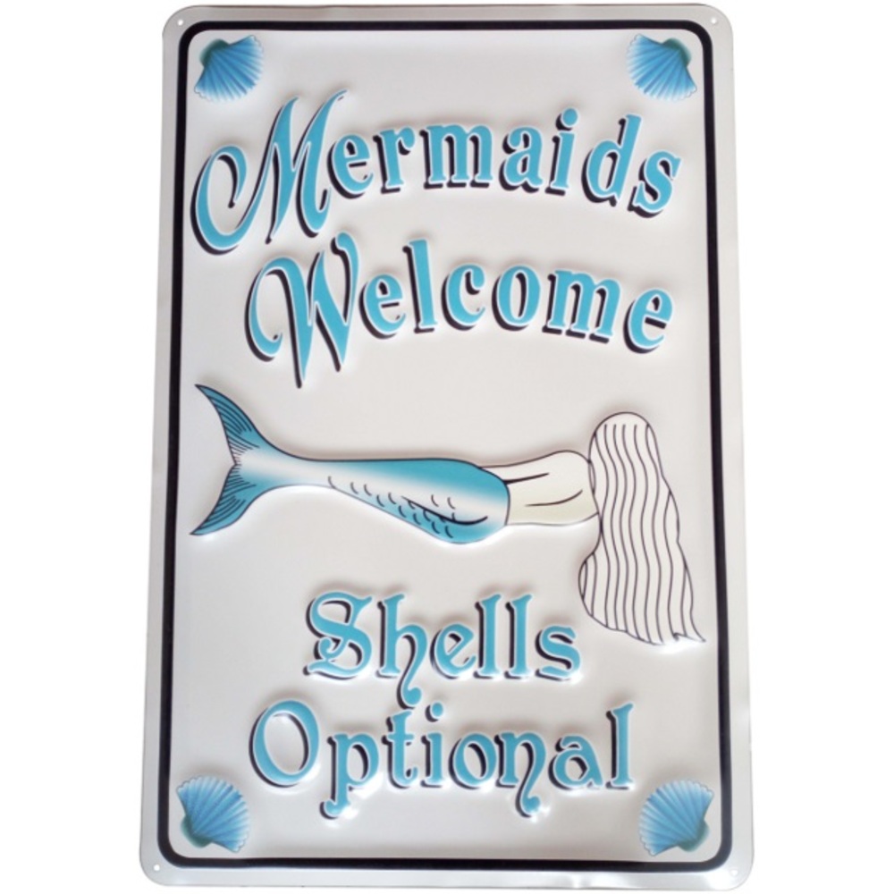 V637-WF-RAC-139-202508260610-00 Mermaids Welcome Metal Wall Art 45cm - Image 1