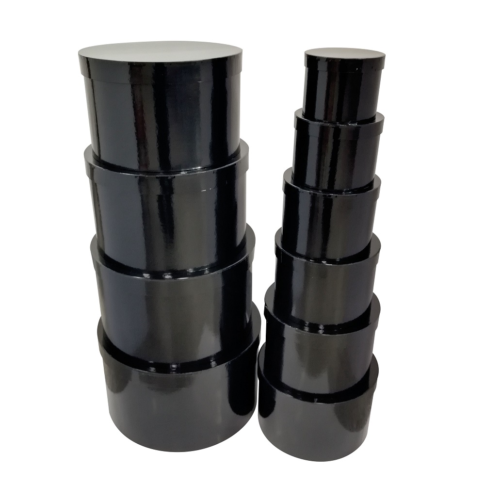 V637-WRP30494-202508260852-00 bulk 2 Round Gift Box Set 10 Assort Sizes Black - Image 1