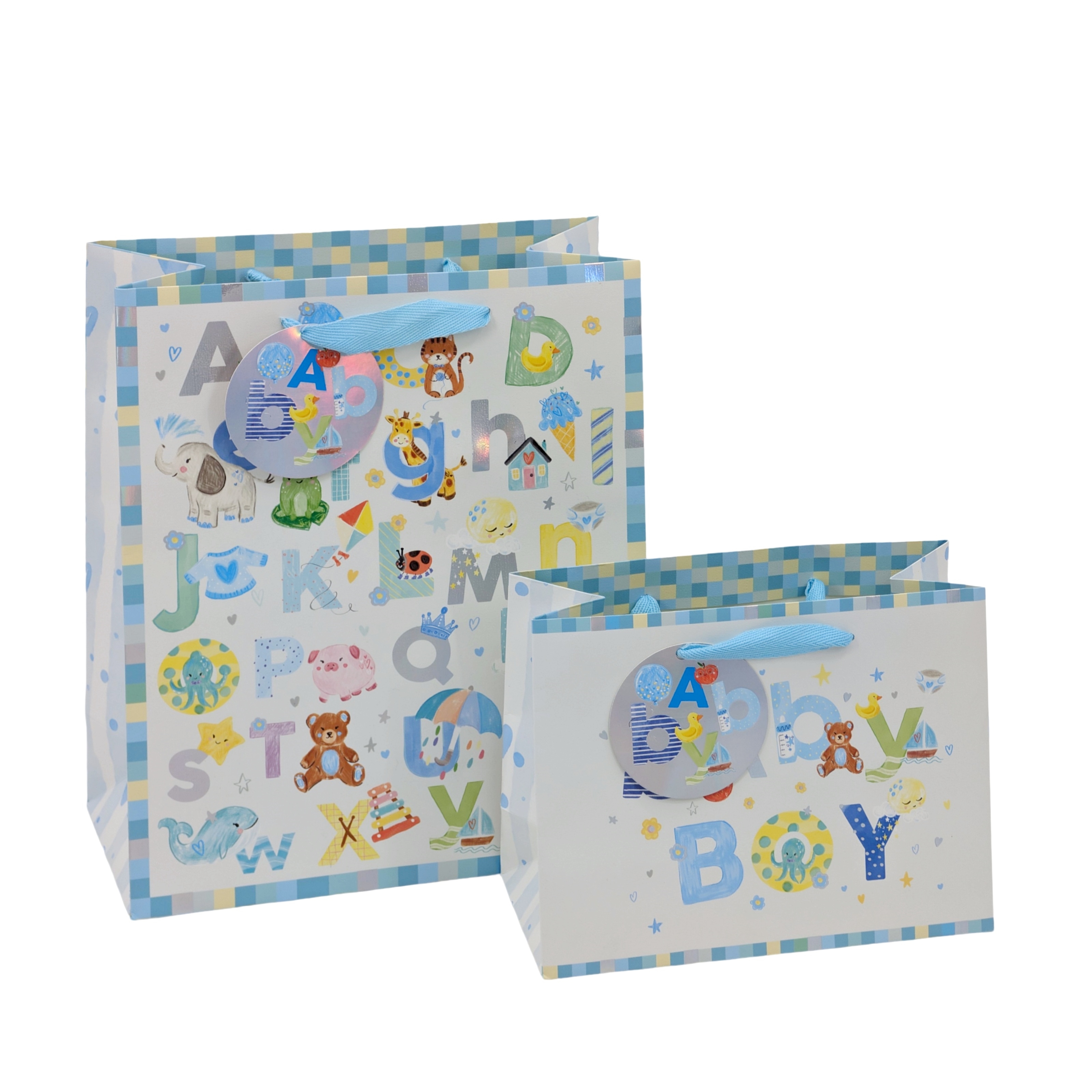 V637-WRP36925-202508260805-00 bulk 24 Medium Baby Boy Gift Bag 2 Asst 23cm - Image 1
