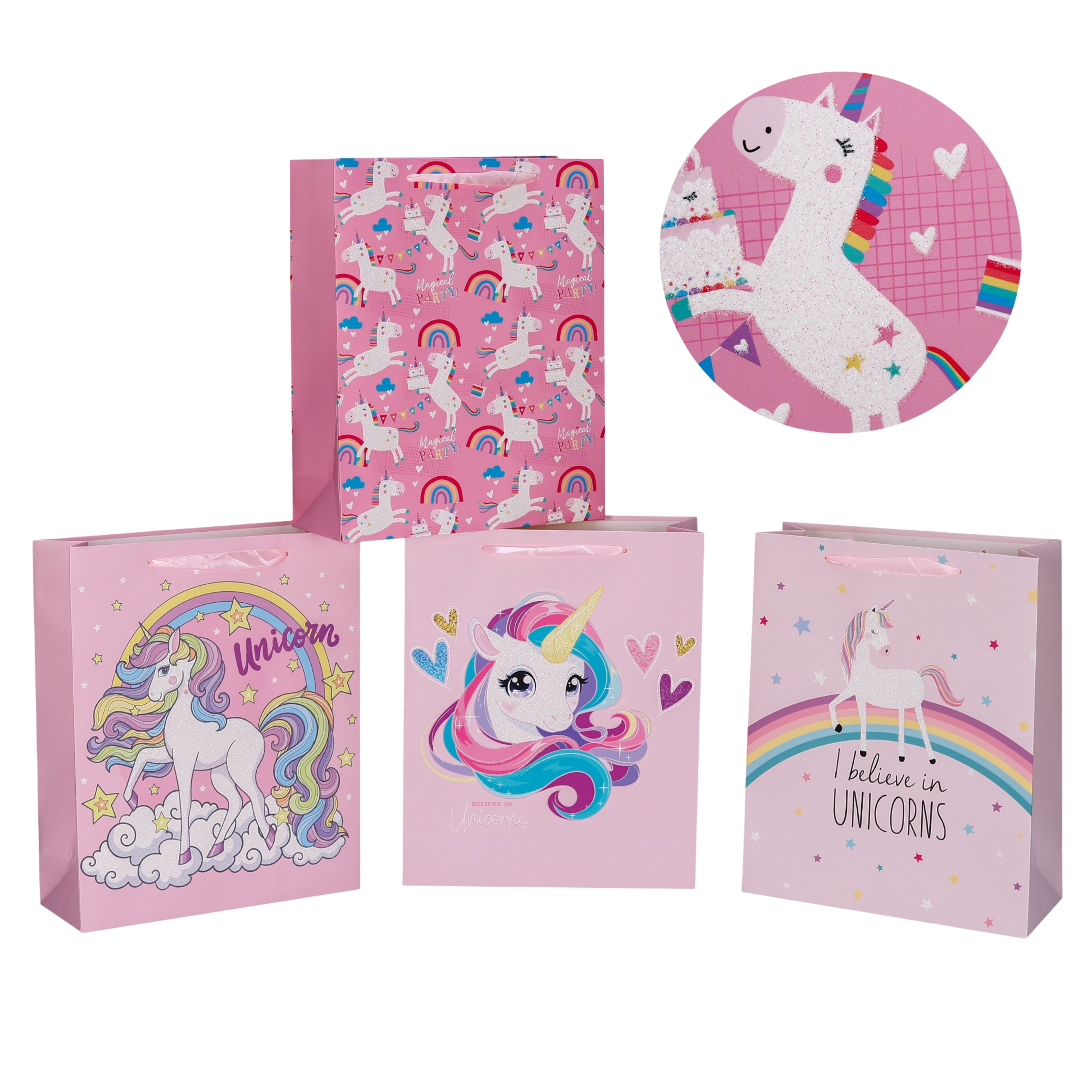 V637-WRP38470-202508260820-00 bulk 24 Large Unicorn Dreams Gift Bag Assort 26x32cm - Image 1