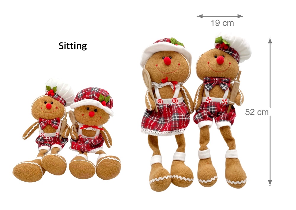 V637-XMS31053-202508260825-00 bulk 6 Xmas Plush Sitting Ginger Bread Assort 52cm - Image 1