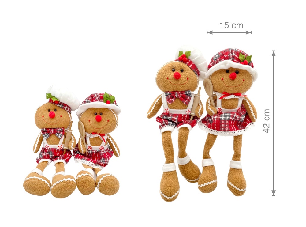 V637-XMS31054-202508260825-00 bulk 8 Xmas Plush Sitting Ginger Bread Assort 42cm - Image 1