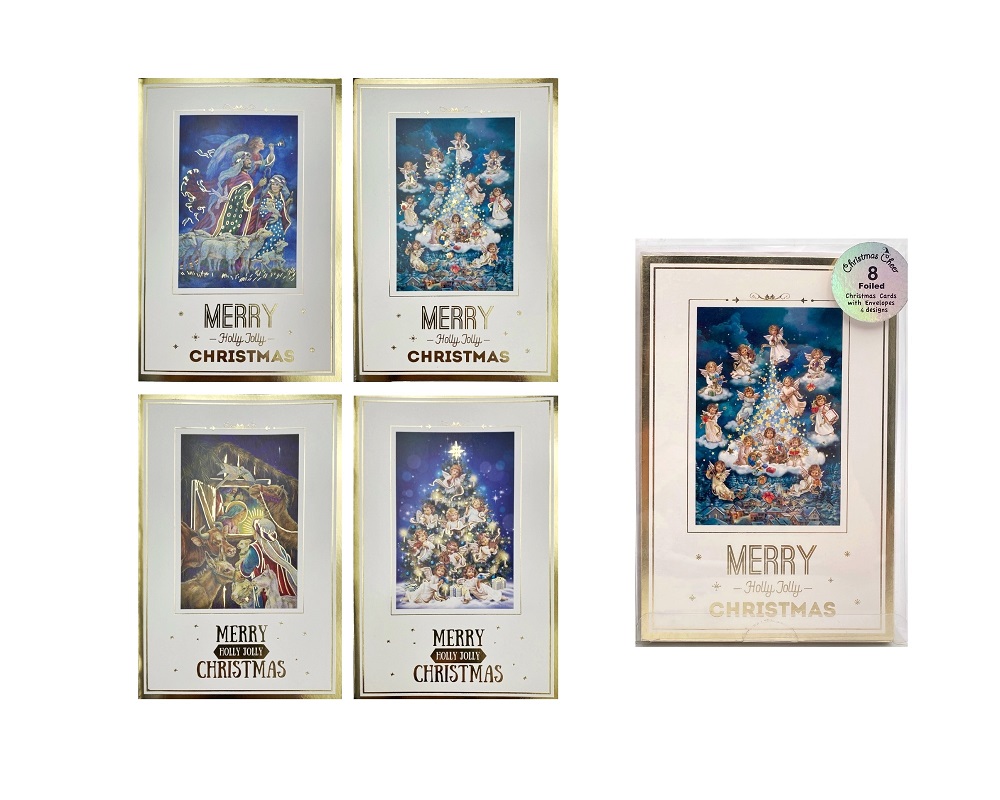 V637-XMS31402-202508260830-00 bulk 384 Xmas Cards Foiled Assort Decoration - Image 1