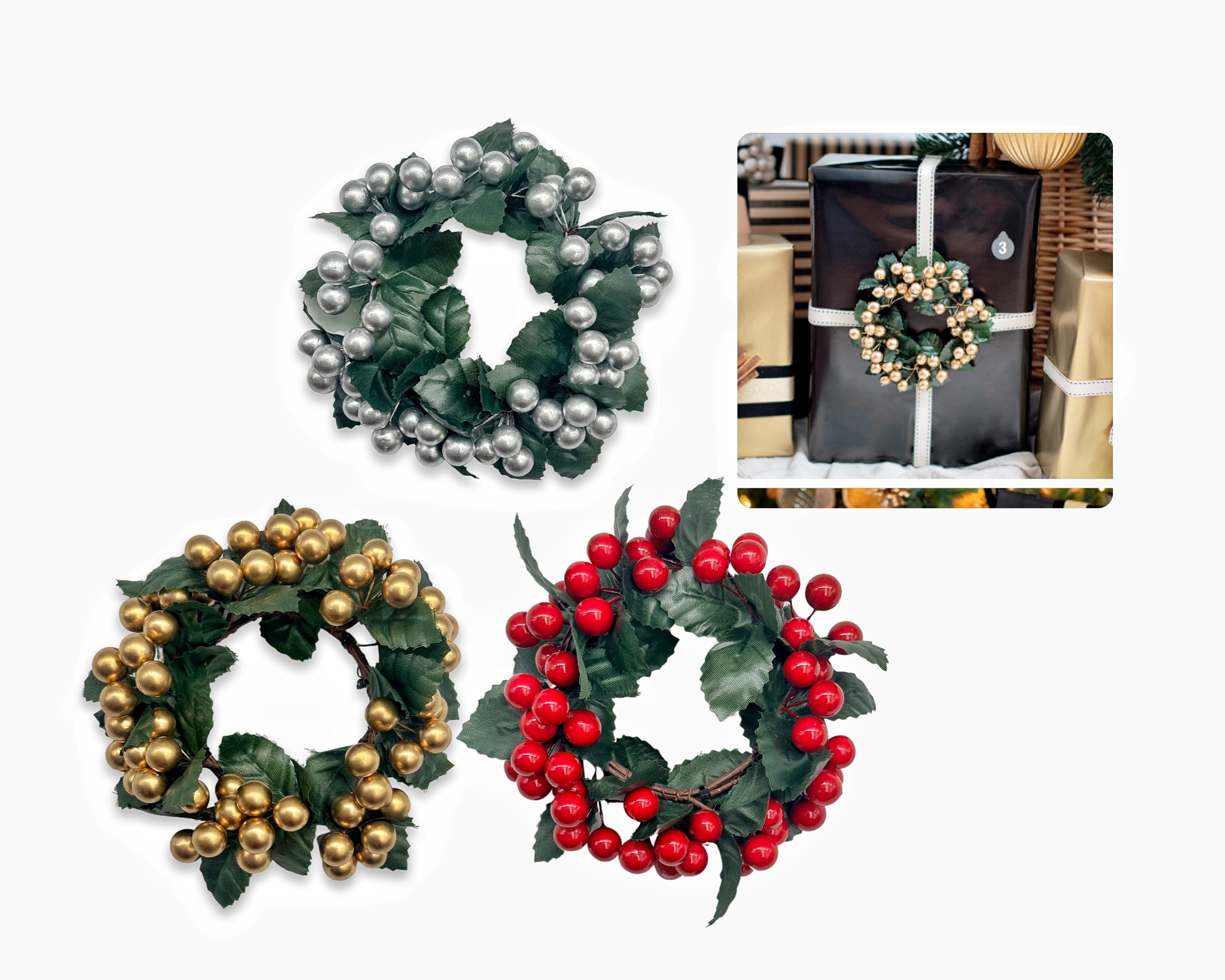 V637-XMS34598-202508260840-00 bulk 24 Xmas Berry Wreath Assort 12cm - Image 1
