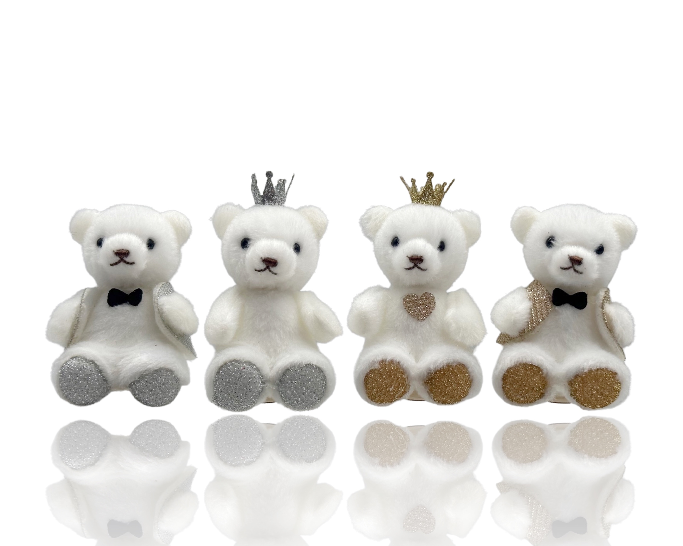 V637-XMS34608-202508260840-00 bulk 24 Xmas Gold/Silver Teddy Bear Sitting Assort 7cm - Image 1