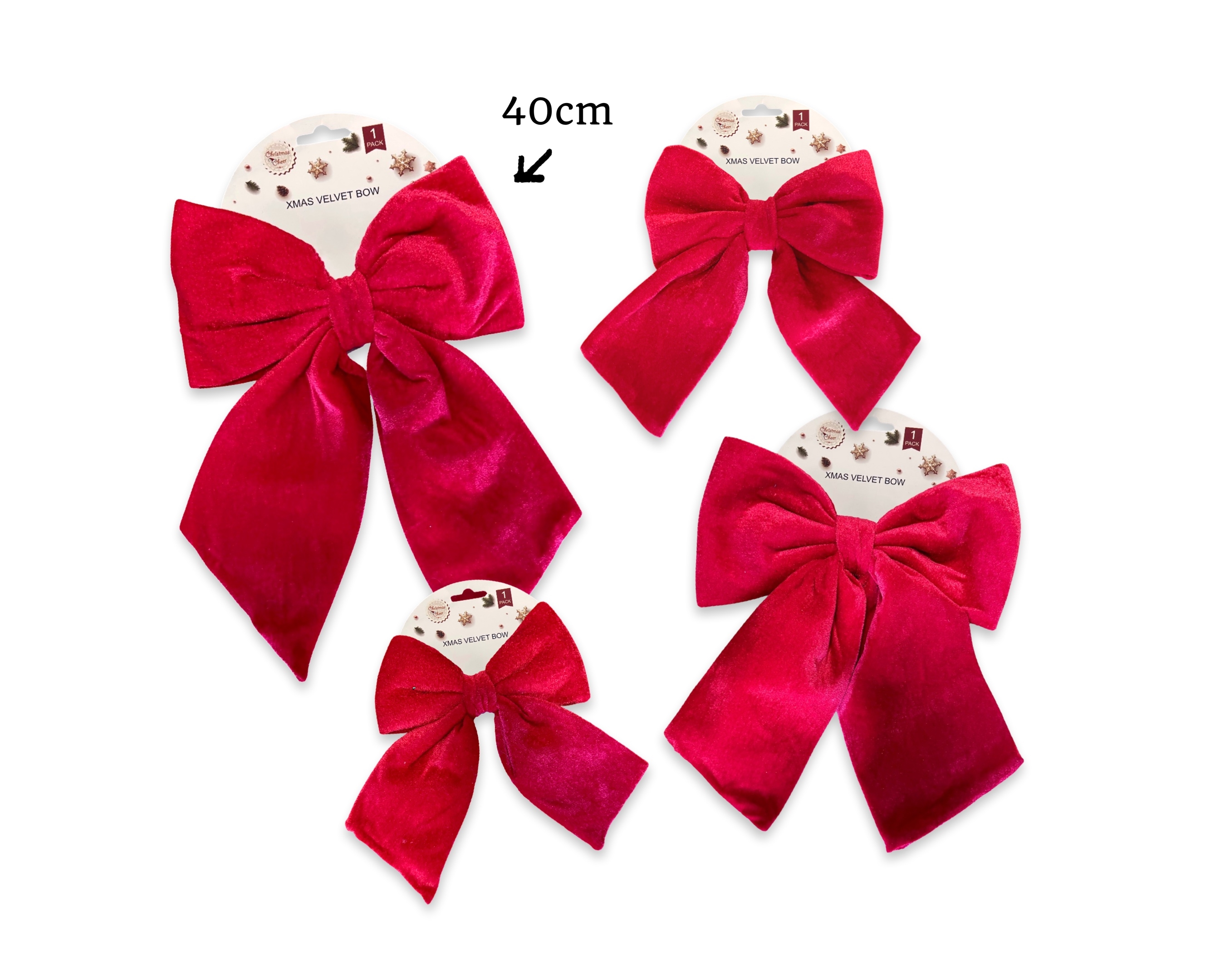V637-XMS34656-202508260840-00 bulk 12 Xmas Velet Red Bow 40cm - Image 1