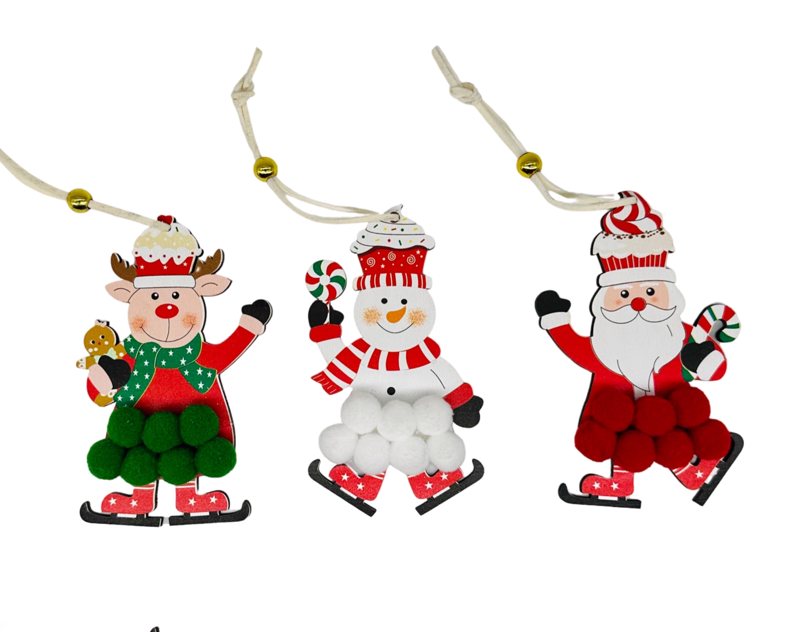 V637-XMS34661-202508260840-00 bulk 24 Xmas Red & Green Pompom Assort 10cm - Image 1