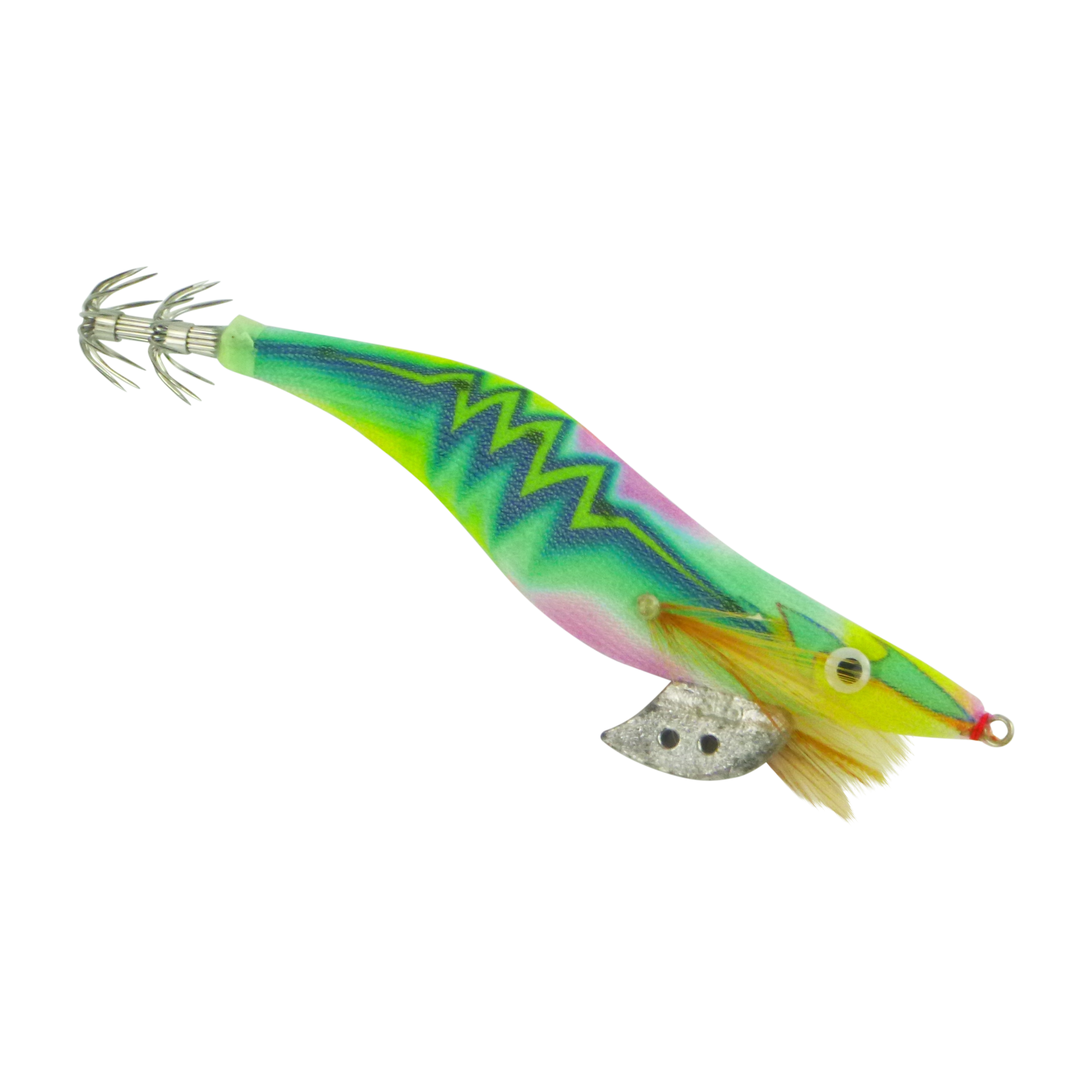 V658-93MC000390111-202507311153-00 Finesse Rumoika Squid Jig, Lime Glow, size 3.5, 2 pack - Image 1