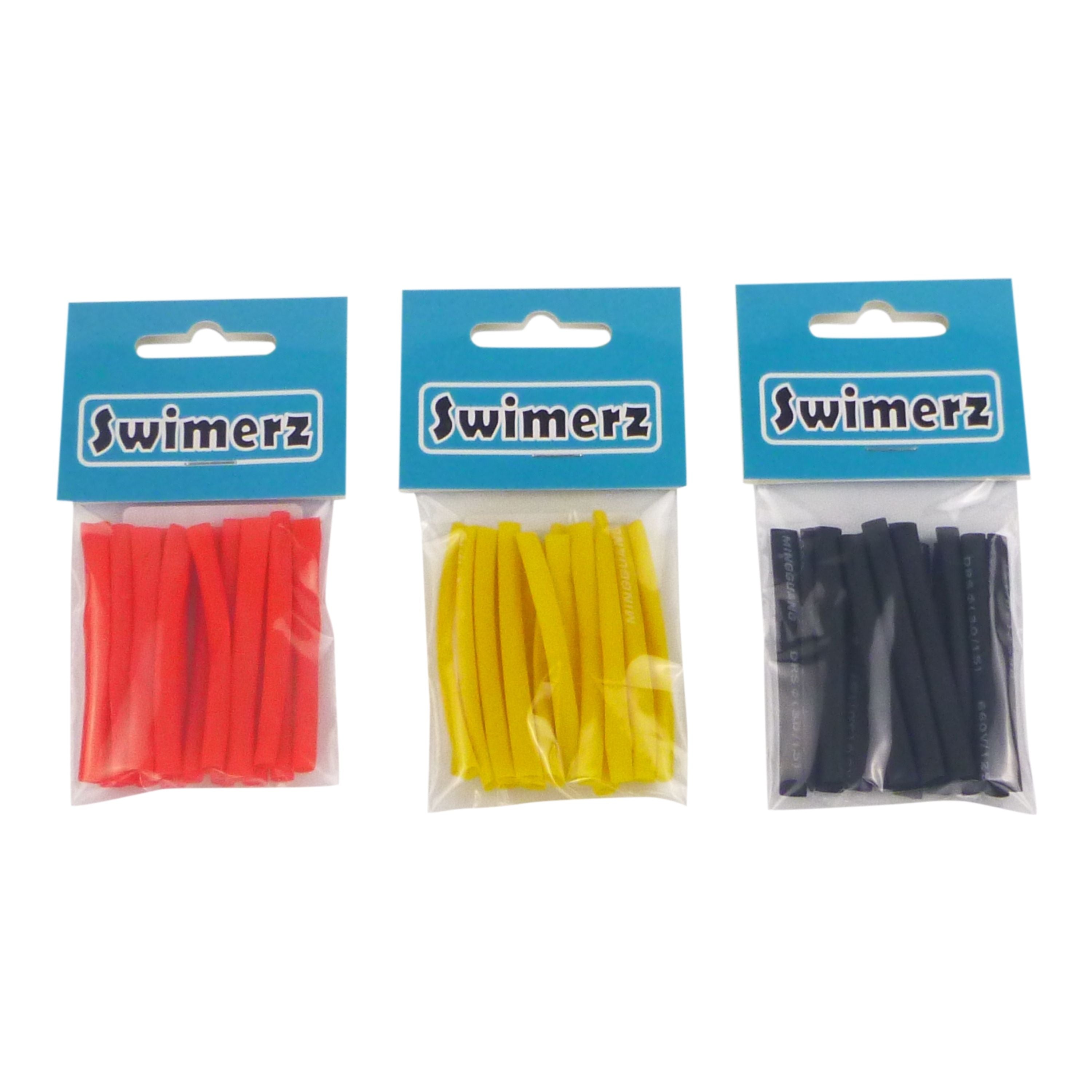 V658-93MC000400006-202507311440-00 Swimerz Assist Hook Sleeves, 3mm Shrink Tube, Black, Yellow & Red, 50mmL. Qty 45. - Image 1
