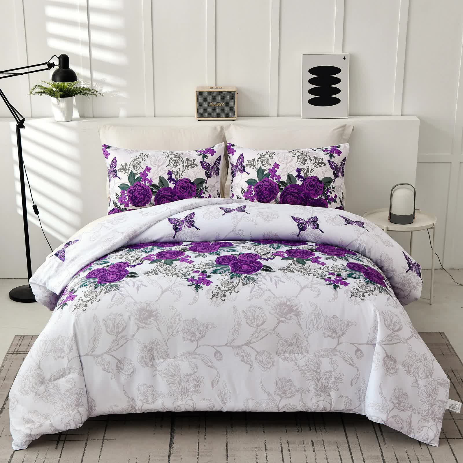 V745-MAB010782AJ3-202508061202-00 Luxe Loft Purple rose Quilted Comforter & Shams – Trending 3‑Piece Set - Image 1
