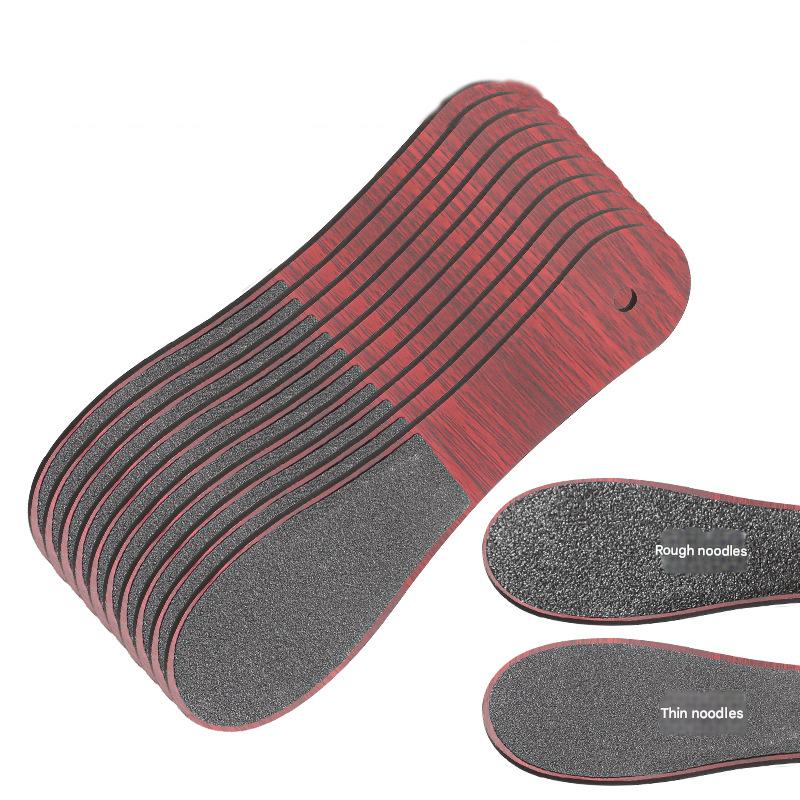 V888-ELOSUNG32850-202507071011-00 Reddish Brown Professional Pedicure Foot File 10-Pack - Double-Sided Callus Remover with Wooden Handle - Image 1