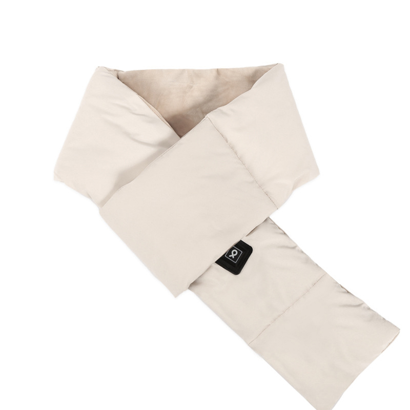 V888-ELOSUNG32862-202507070954-00 Beige USB Electric Heated Scarf - Portable Puffer Neck Warmer with 3-Level Heat Control for Winter - Image 1