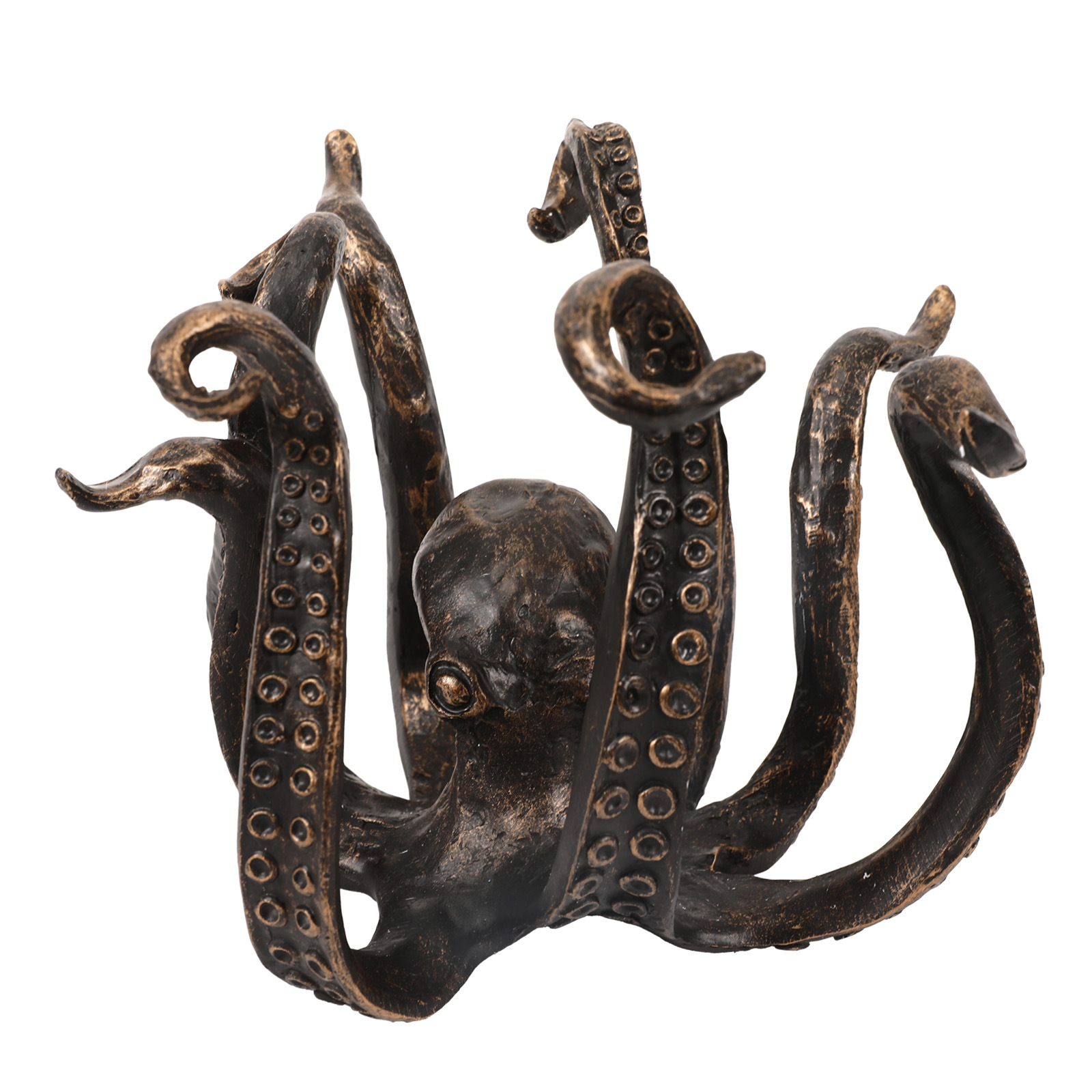 V888-ELOSUNG32868-202507071021-00 Bronze Vintage Bronze Octopus Mug Holder - Decorative Resin Statue & Countertop Cup Rack - Image 1