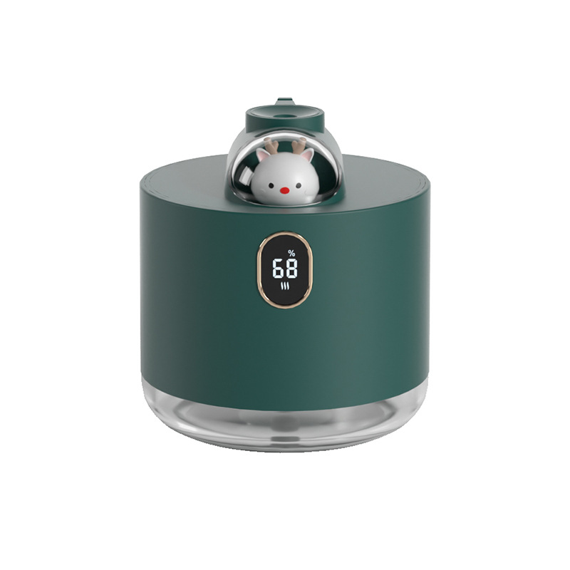 V888-ELOSUNG32902-202507111010-00 Green Adorable Space Capsule Humidifier - Portable USB Cool Mist Maker with LED Display & Ambient Night Light - Image 1