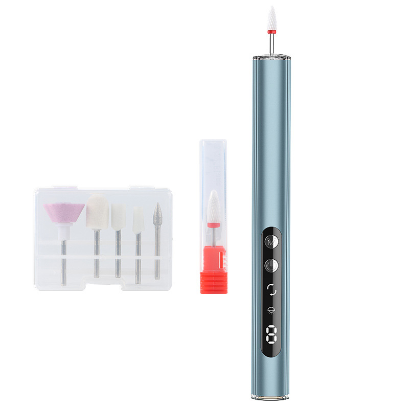 V888-ELOSUNG32925-202507151027-00 Blue Rechargeable Electric Nail Drill Pen with UV Curing Lamp - Professional All-in-One Manicure Pedicure Kit for Polishing & Gel Removal - Image 1