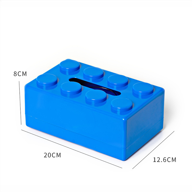 V888-ELOSUNG32939-202507151032-00 Blue 2 Pcs Creative Building Block Tissue Box Holder - Wall-Mounted & Desktop Dispenser for Bathroom, Kids Room & Office Decor - Image 1