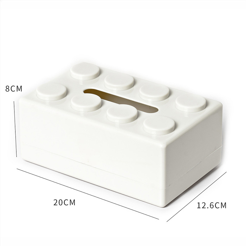 V888-ELOSUNG32943-202507151035-00 White 2 Pcs Creative Building Block Tissue Box Holder - Wall-Mounted & Desktop Dispenser for Bathroom, Kids Room & Office Decor - Image 1