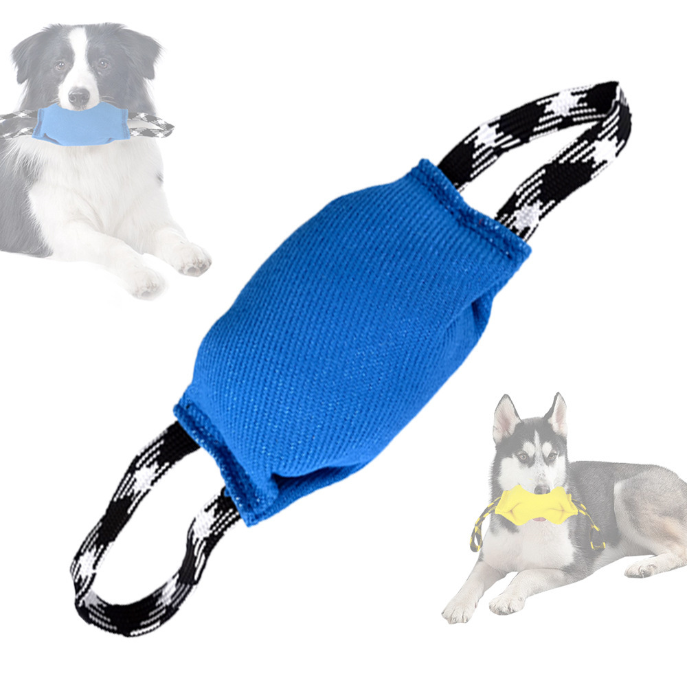 V888-ELOSUNG33810-202508300015-00 Blue Durable Dog Tug Toy with 2 Handles - Interactive Bite Pillow for Training & Tug of War - Image 1