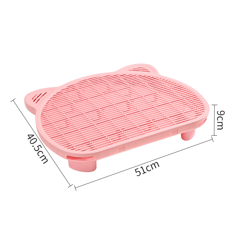 V888-ELOSUNG33927-202509220955-00 Pink Elevated Cat Litter Trapping Mat - Dual-Layer Scatter Control Tray with Grate - Image 1