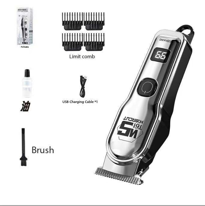 V888-ELOSUNG34383-202507081112-00 Silver Professional Cordless Hair Clippers - USB Rechargeable Trimmer with LED Display for Barbers & Home Grooming - Image 1