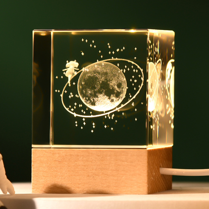 V888-ELOSUNG34514-202507211316-00 Stroll through the starry sky Luminous 3D Crystal Cube Night Light - Laser Engraved Artwork with Solid Wood Base - Image 1