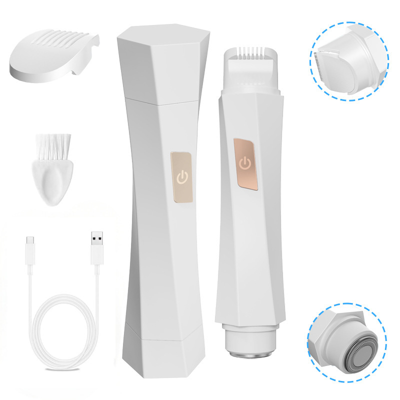 V888-ELOSUNG35630-202507081115-00 2-in-1 Women's Electric Body Shaver & Facial Trimmer - IPX7 Waterproof, Dual Head with Ceramic Blades, USB Rechargeable(White) - Image 1