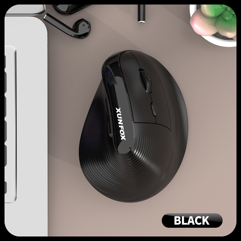 V888-ELOSUNG35675-202507151016-00 Two Ergonomic Vertical Wireless Mouse - Dual Mode (2.4G & Bluetooth), 5 Adjustable DPI, Silent Clicks, Rechargeable(black) - Image 1