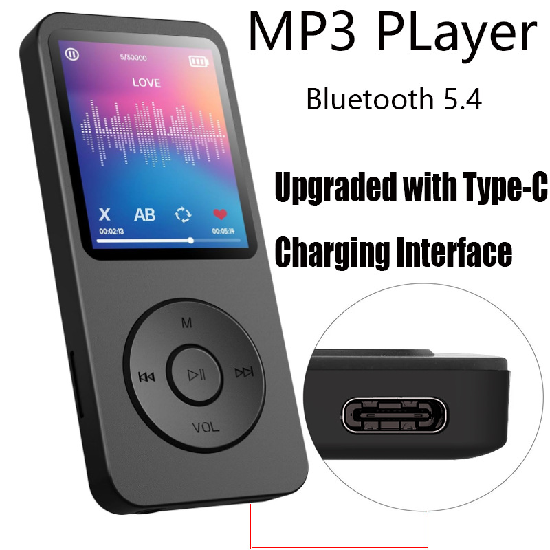V888-ELOSUNG35699-202507160945-00 Portable Digital Music Player - Bluetooth 5.4, Hi-Fi Lossless Sound, 8GB Built-in & Expandable Storage(black 16GB) - Image 1