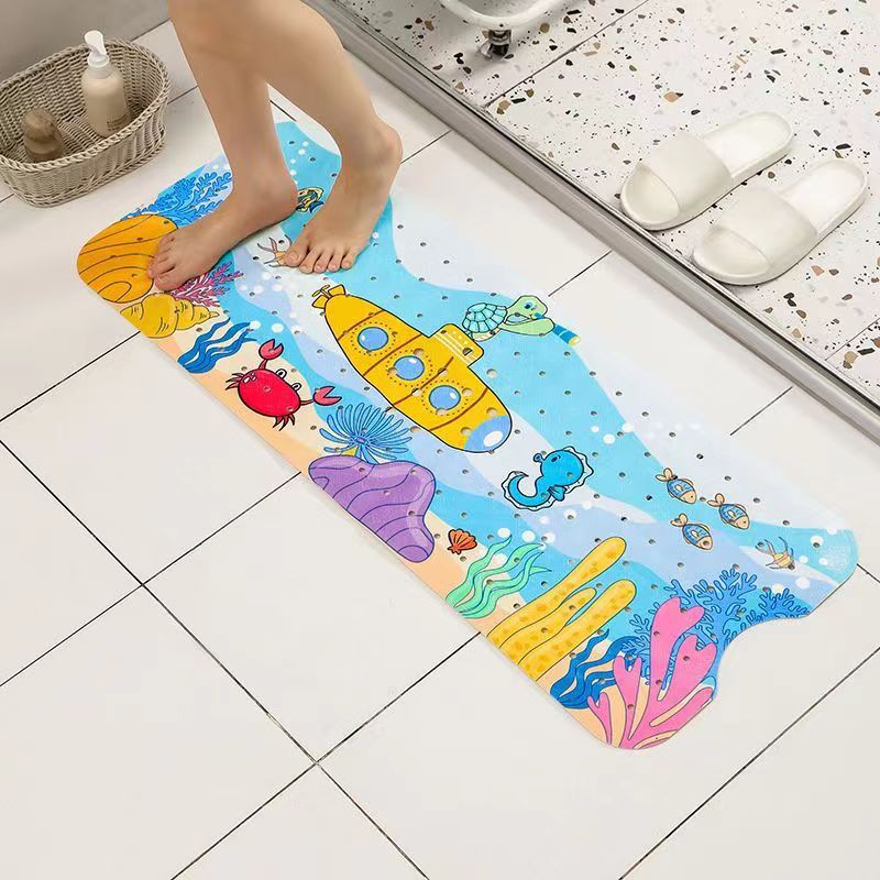 V888-ELOSUNG35988-202509051455-00 Non-Slip PVC Bath & Shower Mat with Suction Cups and Drainage Holes - Cartoon Ocean Theme(Submarine) - Image 1