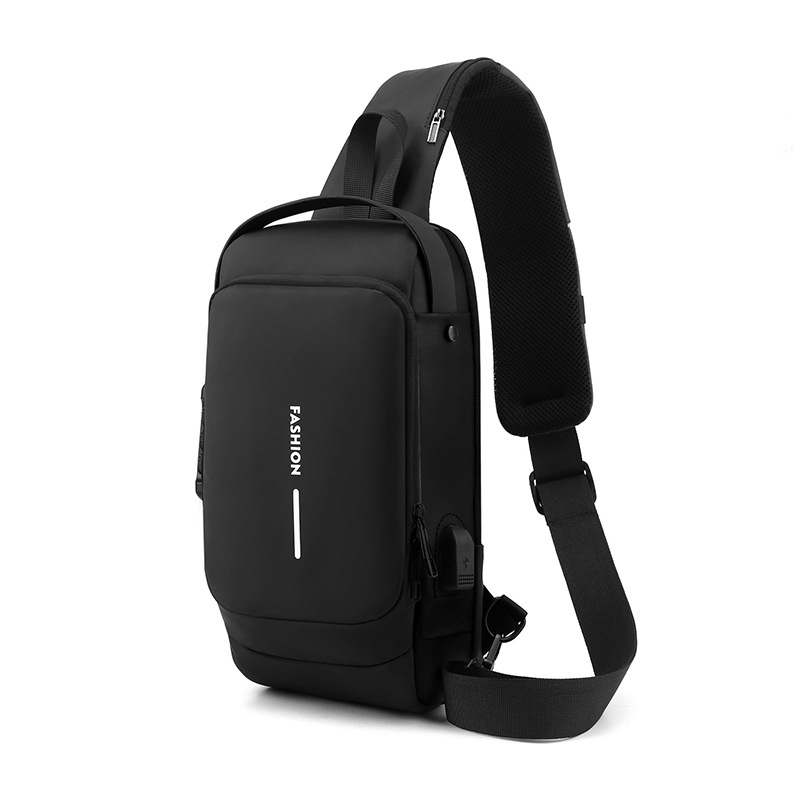 V888-ELOSUNG36005-202507211311-00 Black Men's Anti-Theft Crossbody Sling Bag with USB Charging Port & Combination Lock - Image 1