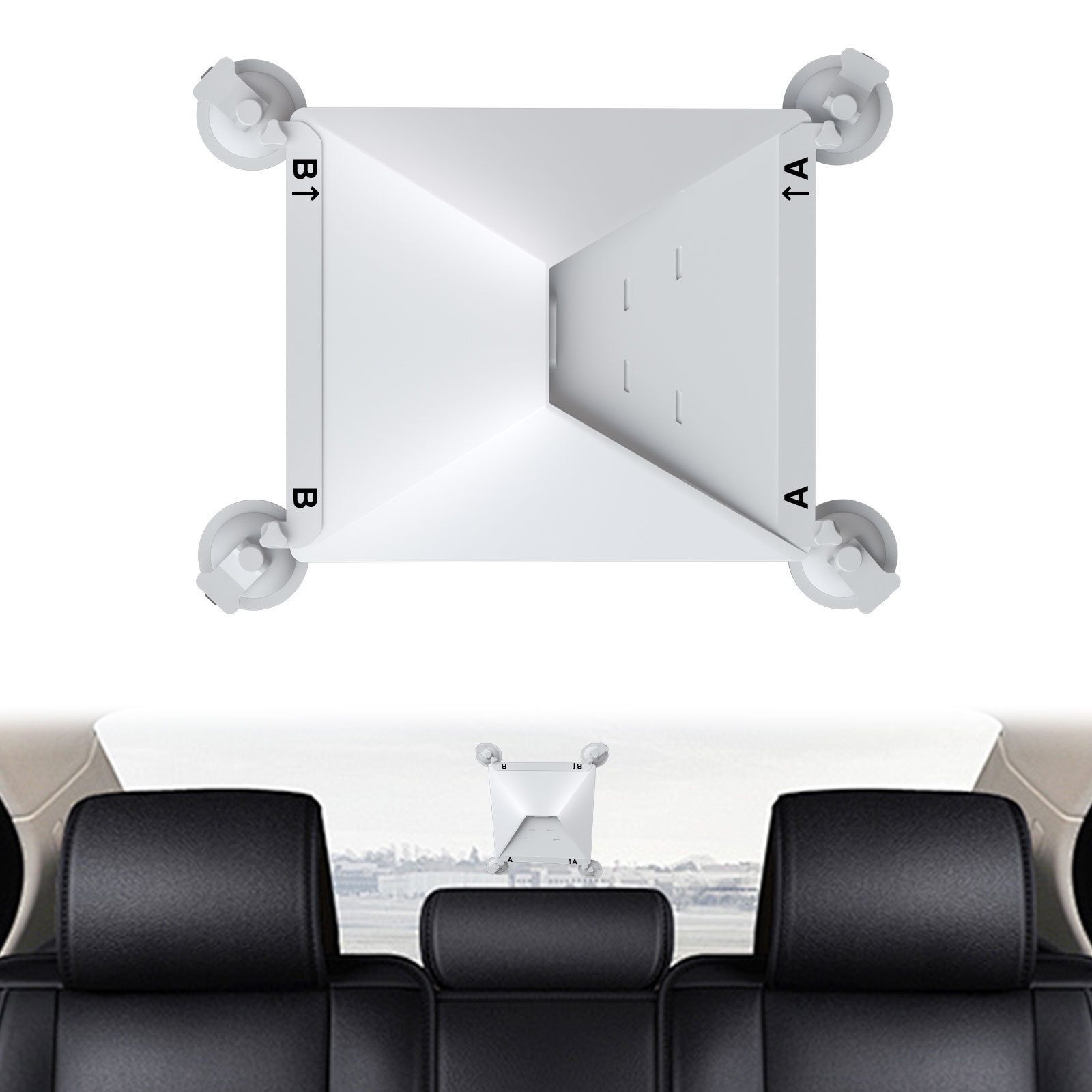 V888-ELOSUNG36011-202507211315-00 White Heavy-Duty Suction Cup Mount for Starlink Mini - All-Weather Car, RV & Boat Bracket - Image 1