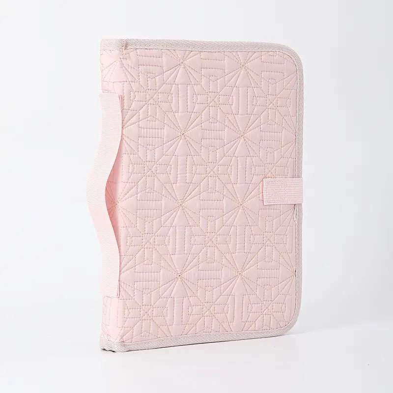 V888-ELOSUNG36036-202507221431-00 Pink Elegant Quilted Bible Cover - Protective Book Case with Carry Handle - Image 1