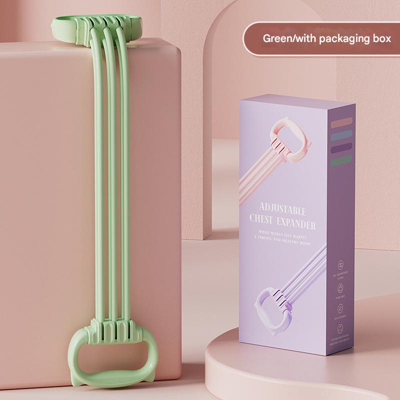 Green Adjustable Resistance Chest Expander with 6 Levels - Cute Cat Ear Puller for Full Body Workout