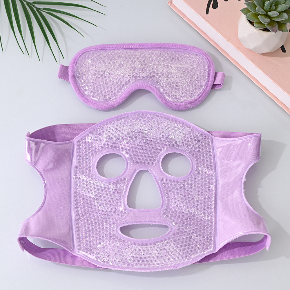 V888-ELOSUNG36131-202508041510-00 Purple Reusable Cooling Gel Bead Face Mask and Eye Mask Set - Soothing Therapy for Puffy Eyes, Headaches and Facial Relaxation - Image 1