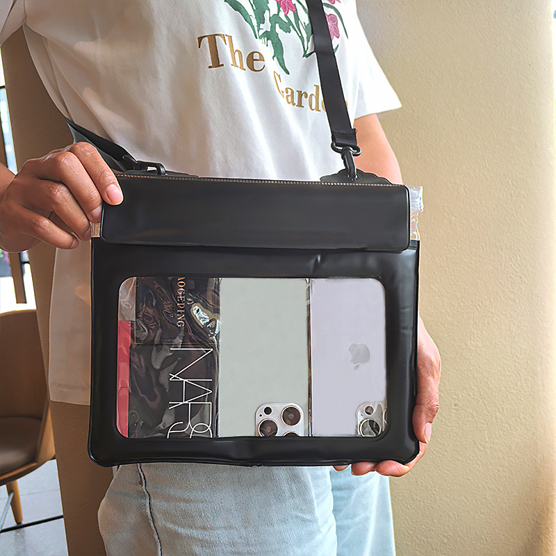 V888-ELOSUNG36143-202508051616-00 2 Pcs Black Cute Floating Waterproof Pouch - Touch-Sensitive Screen & Adjustable Strap - Image 1