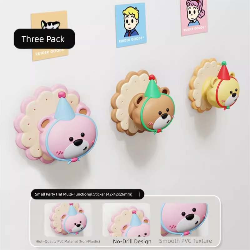 V888-ELOSUNG36218-202508111510-00 3 Pcs (Pink + Brown + Yellow) Adorable Bear Wall Protector - Multi-Use Self-Adhesive Door Stopper Bumper - Image 1