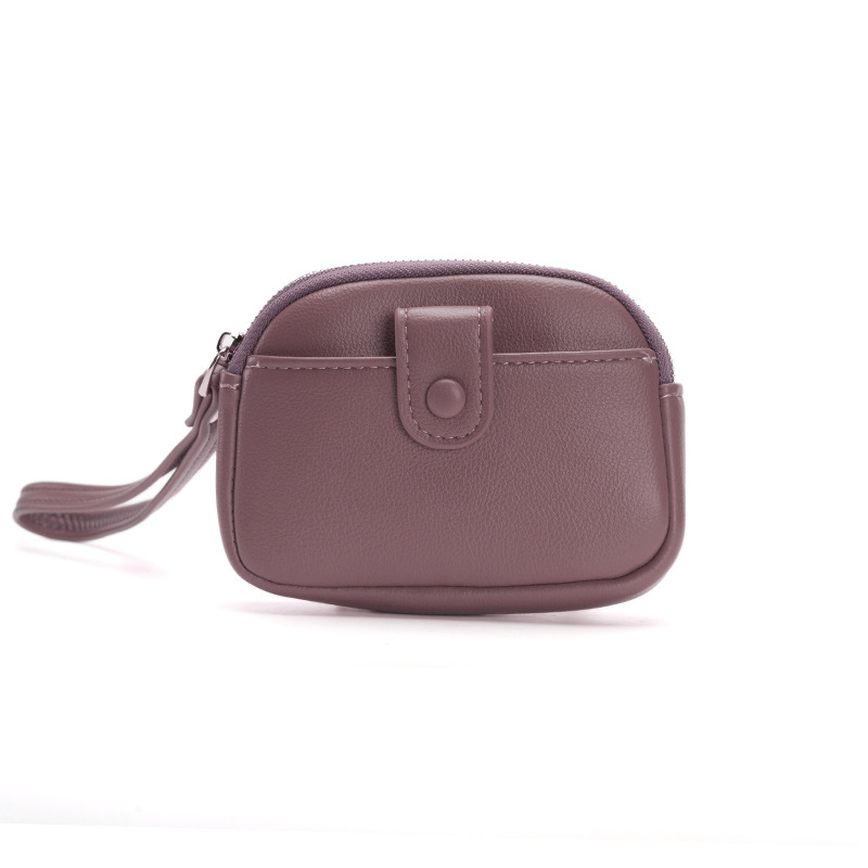V888-ELOSUNG36286-202508141915-00 Purple Womens Compact PU Leather Coin Purse - Stylish Mini Wallet Wristlet with Card Holder and Key Ring - Image 1