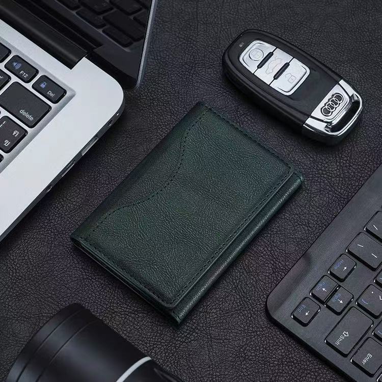 V888-ELOSUNG36430-202509081038-00 Dark Green 3-in-1 Magnetic Wallet for MagSafe - Slim PU Leather Card Holder with Kickstand - Image 1