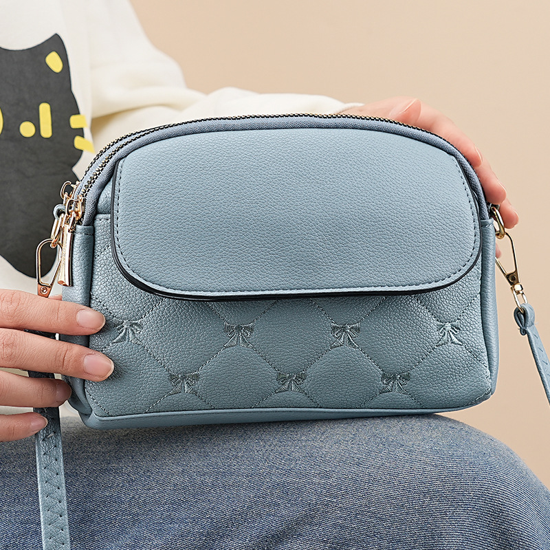 V888-ELOSUNG36484-202509121010-00 Blue Chic Quilted Crossbody Bag - Multi-Compartment PU Leather Shoulder Purse - Image 1