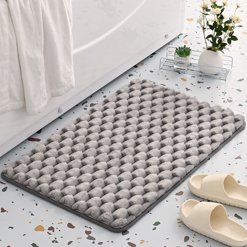 V888-ELOSUNG37044-202509220953-00 Plush Cobblestone Memory Foam Bath Mat - Super Absorbent, Non-Slip & Machine Washable(Gray 50*80㎝) - Image 1