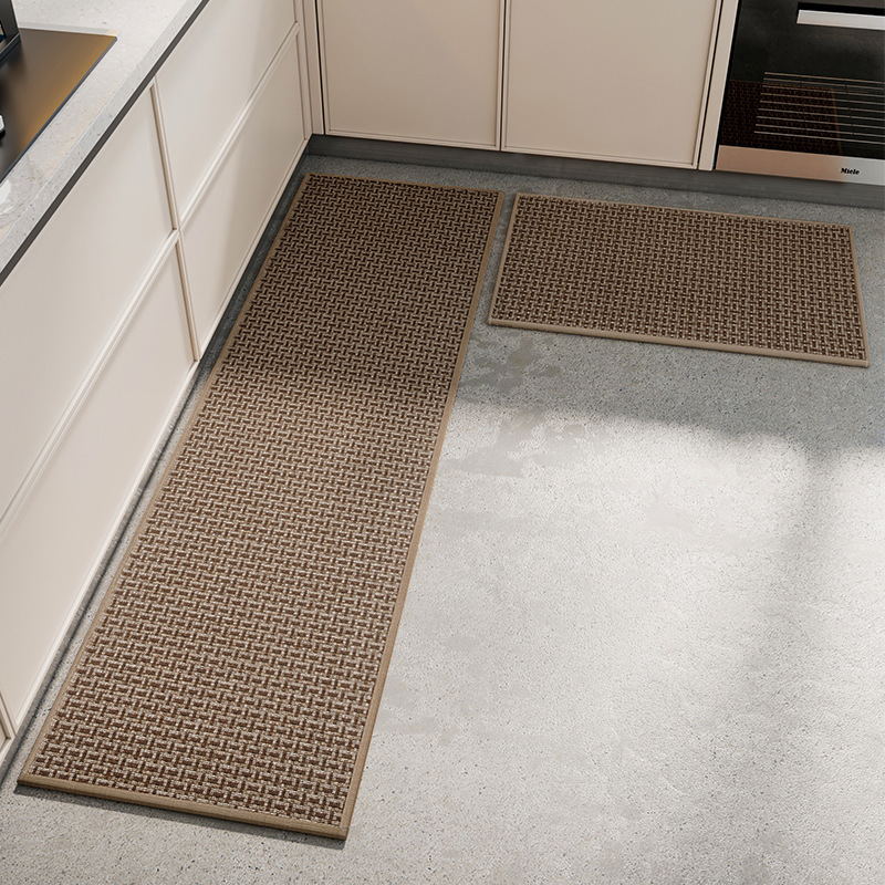 V888-ELOSUNG37065-202509220942-00 Absorbent & Dirt-Resistant Woven Kitchen Mat - Non-Slip Runner Rug for Home(Interlocking Brown) - Image 1