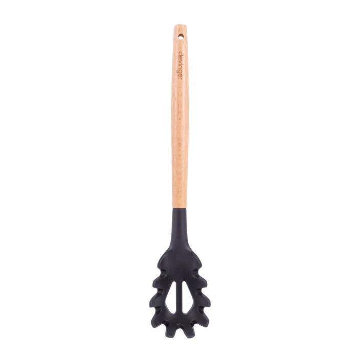 V915-KU0256-202509250910-00 Beechwood & silicone pasta spoon charcoal - Image 1