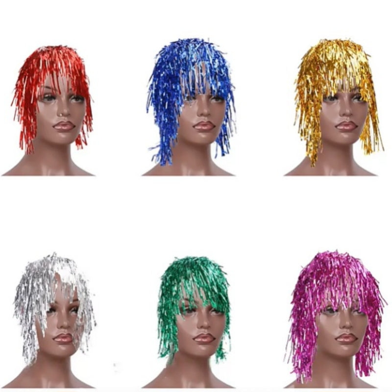 V922-AWD-C1234-TINWIG2-SILVER-202508251126-00 Party tinsel wig-assorted colour - Silver - Image 1